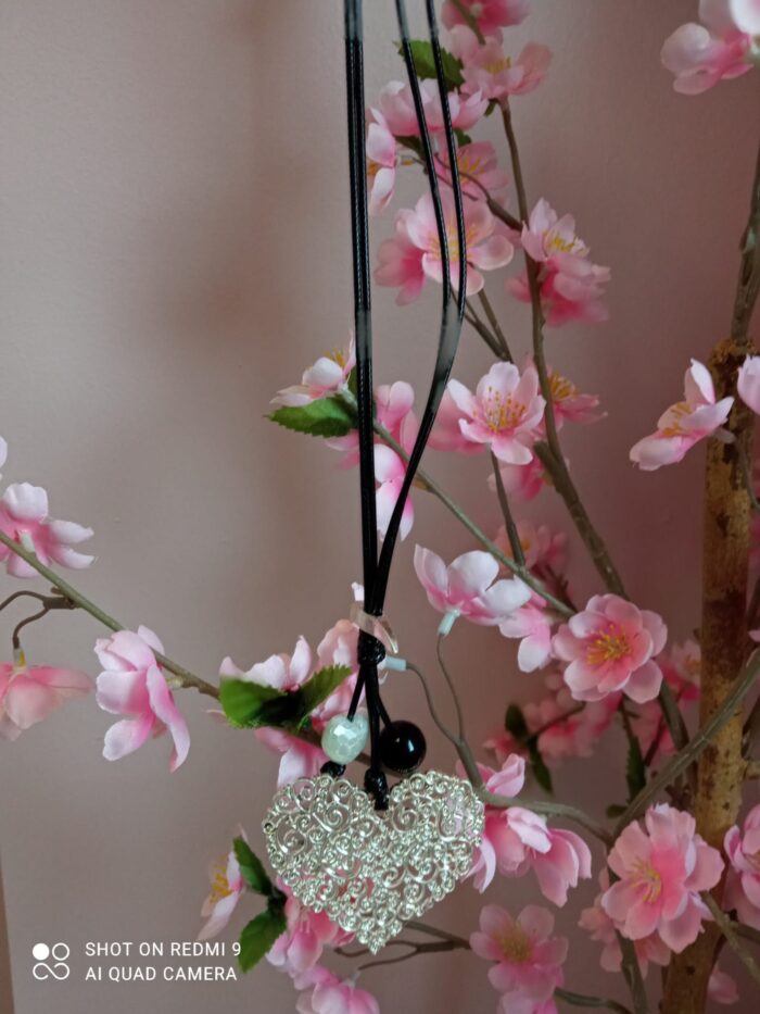 Silver Filigree Heart Pendant Necklace - Image 2