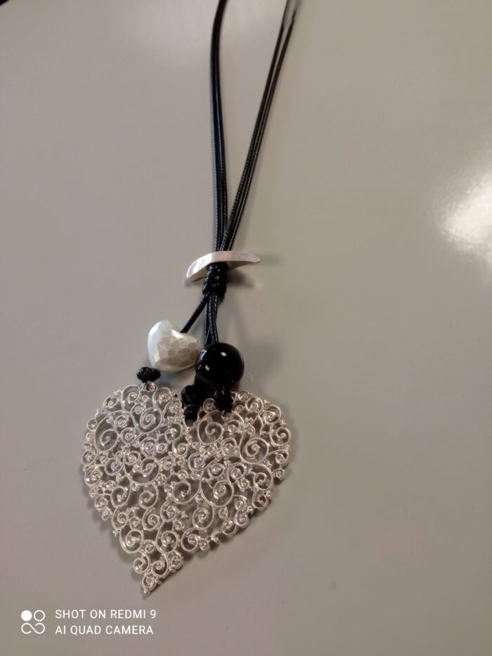 Silver Filigree Heart Pendant Necklace