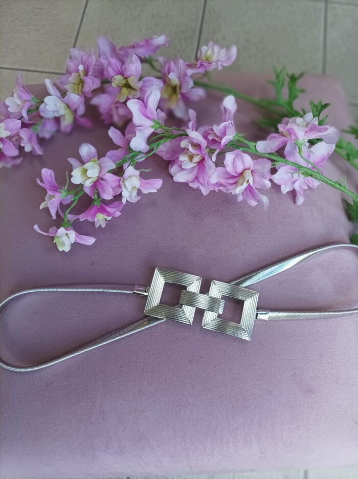 Silver Squares Stretch Belt