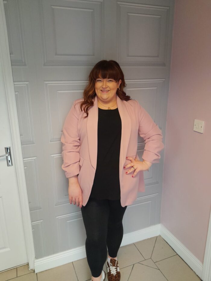 Dusty Pink Ruched Sleeve Blazer