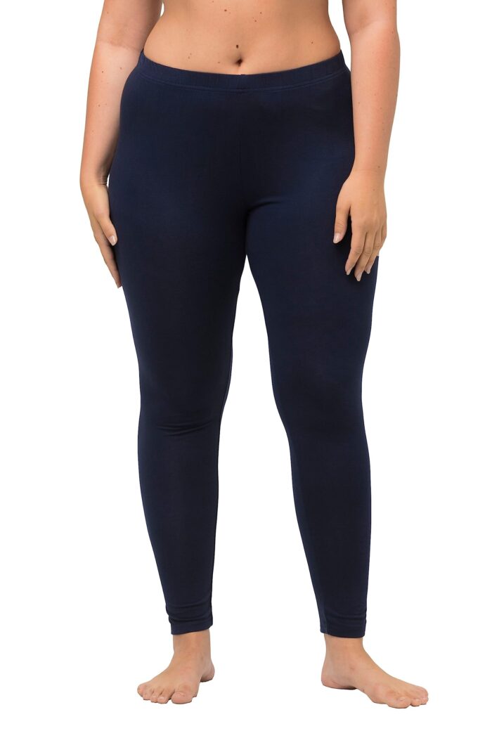 Ulla Popken Basic Stretch Knit Ankle Length Leggings (Navy)
