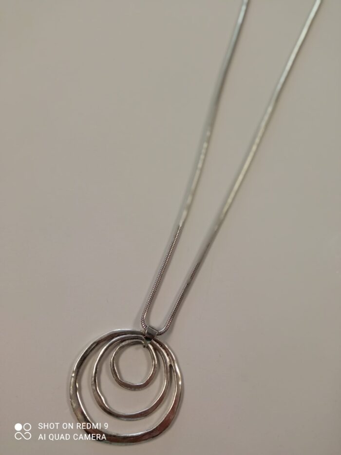 Silver Triple Hoop Pendant Necklace
