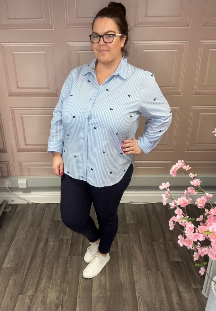 Only Striped blouse with Bow embroideries