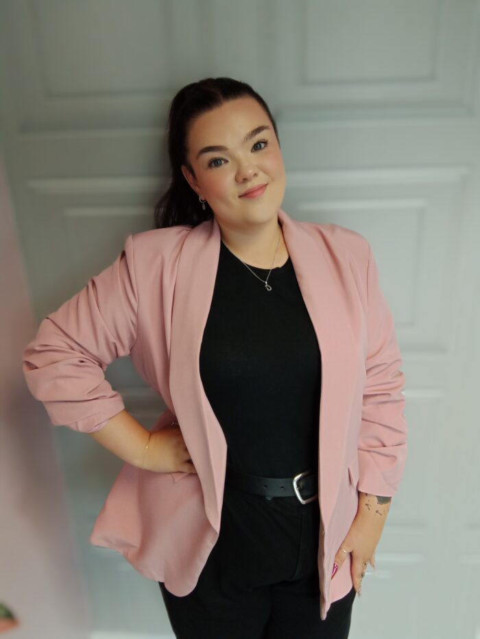 Dusty Pink Ruched Sleeve Blazer