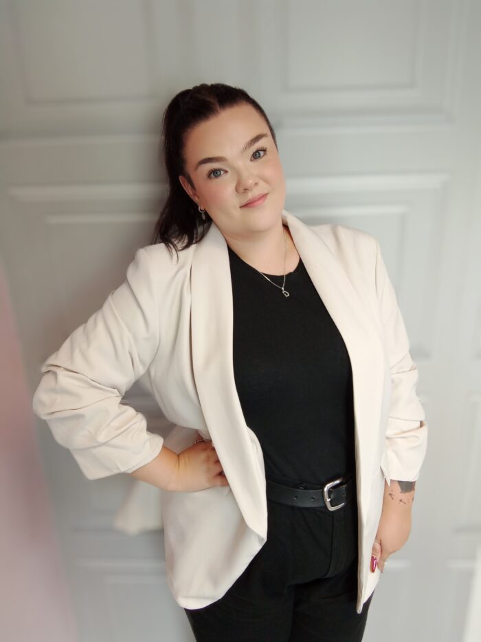 Beige Ruched Sleeve Blazer