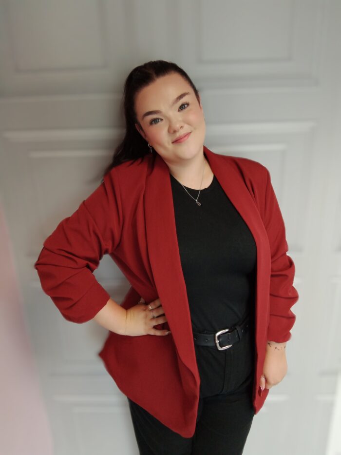 Rust Ruched Sleeve Blazer