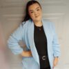 Baby Blue Ruched Sleeve Blazer