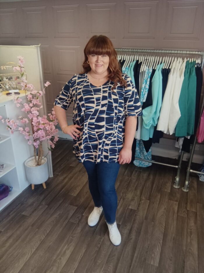 Ulla Popken Geometric Wave Print Tee