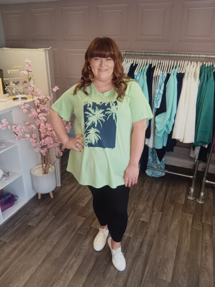 Ulla Popken Palm Tree Short Sleeve Graphic Tee