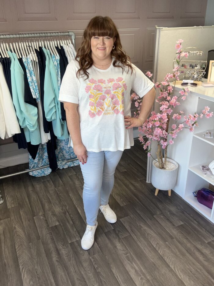 Ulla Popken Flower Festival Short Sleeve Graphic Tee