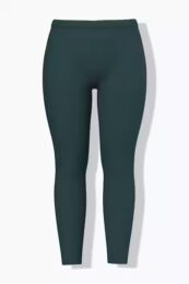 Ulla Popken green leggings in stretch cotton knit with elastic waist and slim leg ankle length fit
