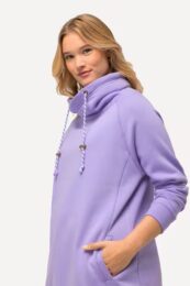 plus size clothing Ulla Popken Cowl Neck (Pale Lilac) with drawstring collar and pockets