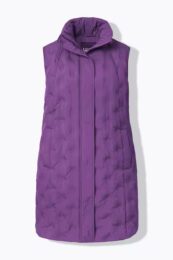Ulla Popken gilet purple HYPRAR laser quilted with stand-up collar and 2-way zipper