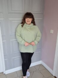 Plus size clothing – ONLY Carmaddie Heart Hoodie in soft sage green with embroidered gold heart and wrap hood