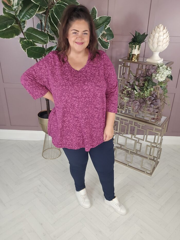 UllaPopken Raspberry Pleated Tee