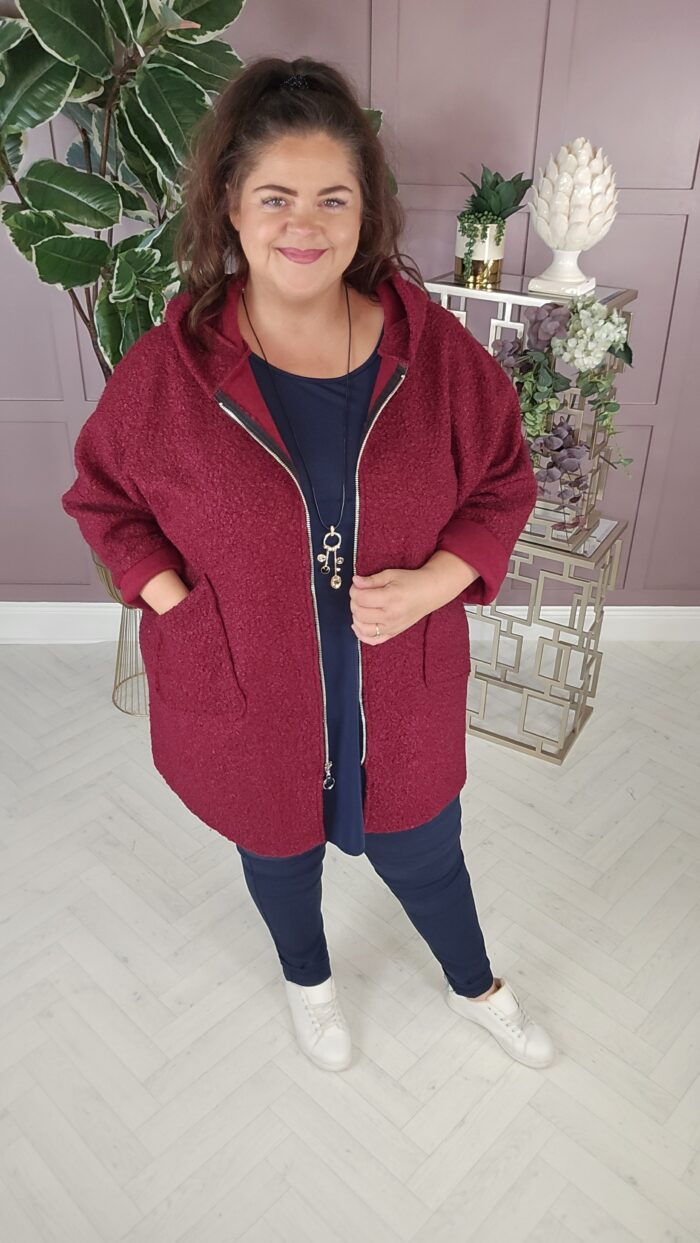 Danny Burgundy Teddy Coat