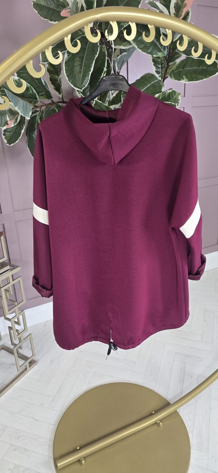 Dipped Hem Burgundy Hoodie - Image 2