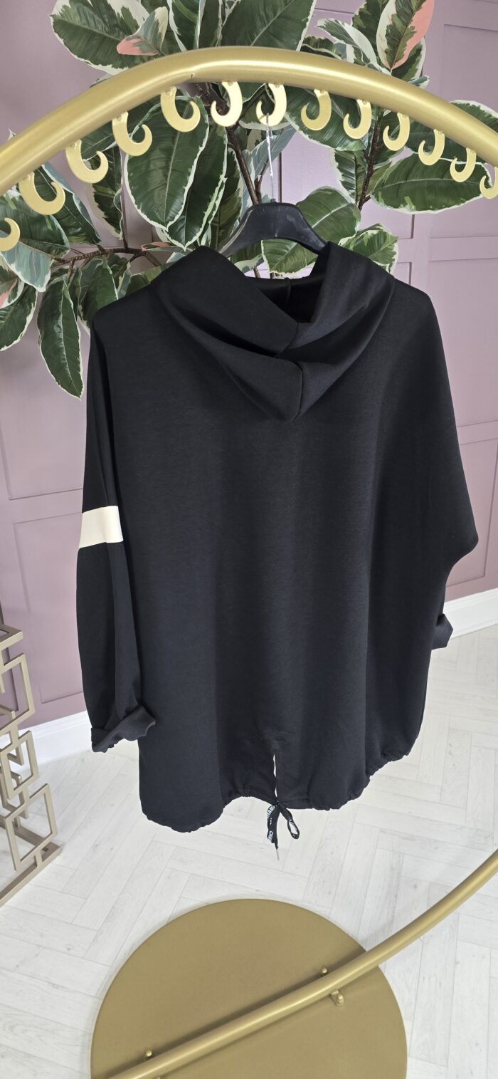 Dipped Hem Black Hoodie - Image 2