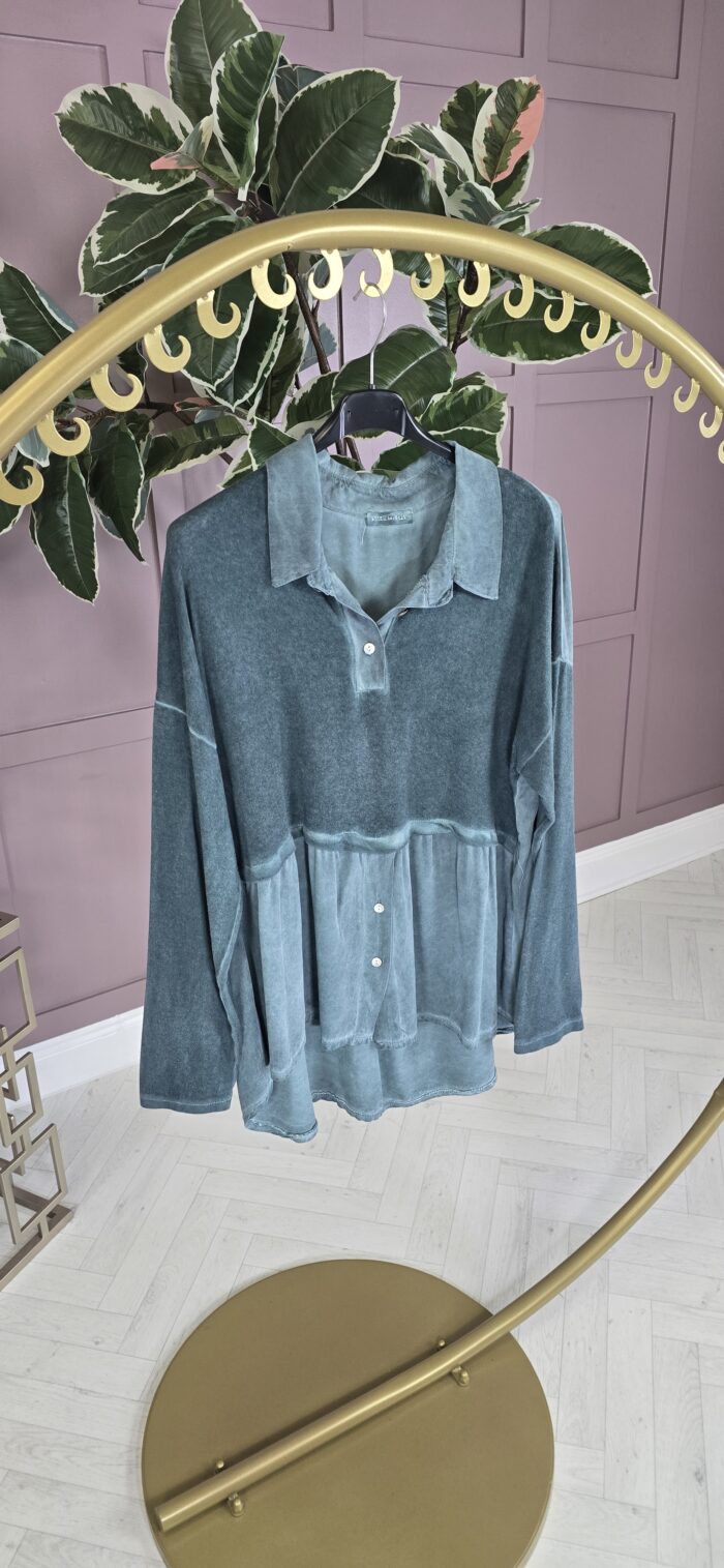 Green Button Peplum Top