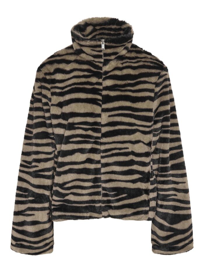 NOISYMAY Zebra Fur Jacket