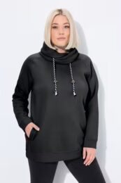 UllaPopken Cowl Neck (Black) – soft long-sleeve top with cowl neckline and relaxed fit from Michelle’s Curvy Boutique.