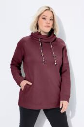 UllaPopken Cowl Neck (Berry) – soft long-sleeve top with cowl neckline and relaxed fit from Michelle’s Curvy Boutique.