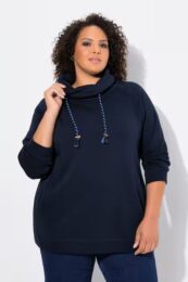 UllaPopken Cowl Neck (Navy) – soft long-sleeve top with cowl neckline and relaxed fit from Michelle’s Curvy Boutique.