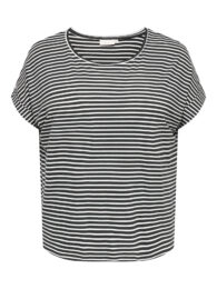 ONLY Carmoster TShirt in navy with white stripes, O-neck, short sleeves and folded sleeve ends