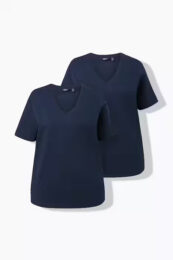 UllaPopken Navy Tee Pack two navy blue cotton V-neck T-shirts with short sleeves and relaxed everyday fit