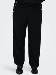 ONLY Gold Button Trousers in black with decorative gold button detail and relaxed straight leg fit