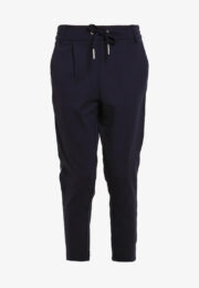 ONLY Navy Piping Trousers with white side stripe detail, elastic back waistband and regular fit design.