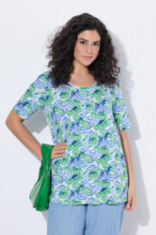 UllaPopken umbrella print tee with colourful green and blue cotton design and relaxed fit