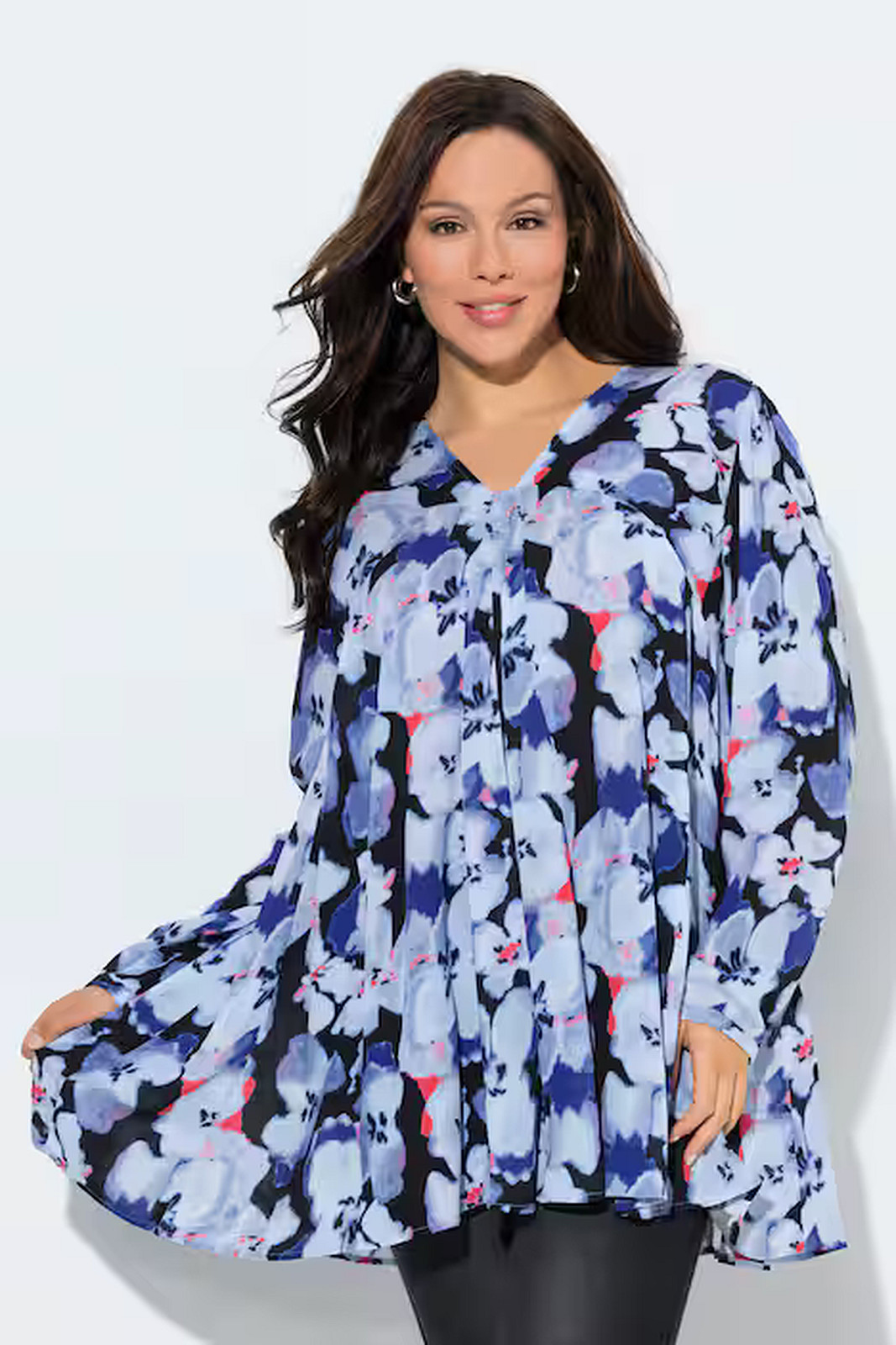 UllaPopken Floral Oversized Pleated Tunic