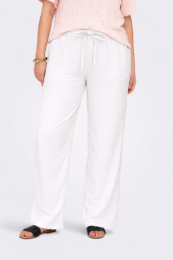 ONLY Wide Leg Trousers white organic cotton wide leg trousers with drawstring waist and side pockets