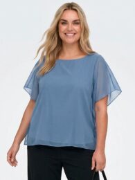 ONLY Carcoko Top Blue sheer chiffon overlay short sleeve top