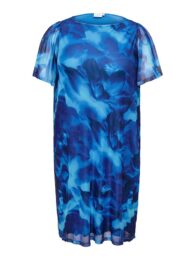 ONLY Blue Lily Midi Dress mesh floral dress with short sleeves and layered design