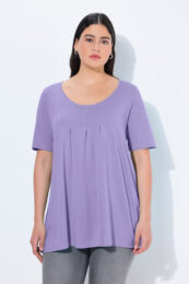UllaPopken lilac essential tee with pleated front detail and relaxed A-line fit