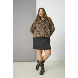 ONLY leopard print faux fur jacket with soft texture and button fastening