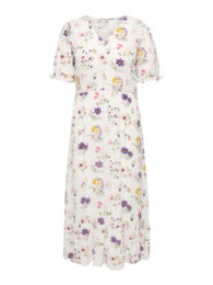 ONLY floral maxi dress with soft meadow print, V-neckline, and elasticated waist