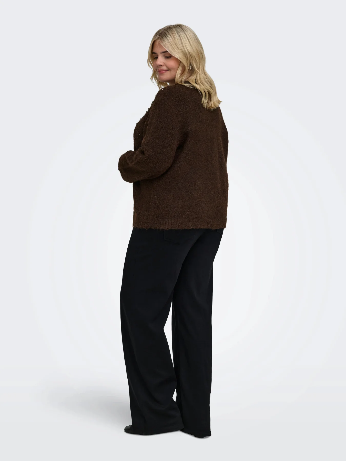 ONLY Chocolate Pearl Knit Cardigan - Image 3