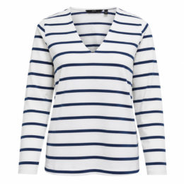VeroModa Riviera Stripe Top in blue and white with a flattering V-neck, long sleeves and classic horizontal stripes.