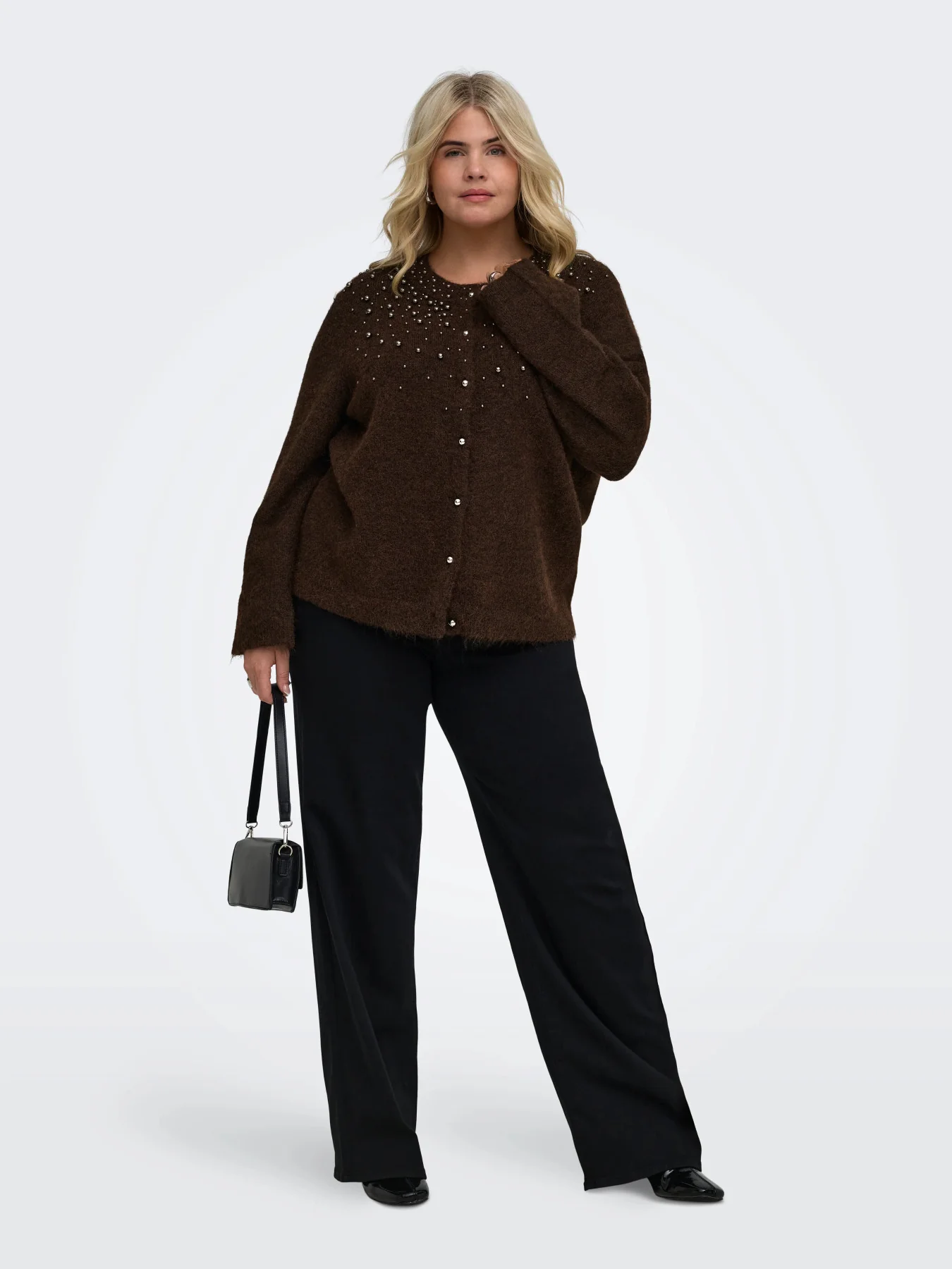 ONLY Chocolate Pearl Knit Cardigan - Image 4