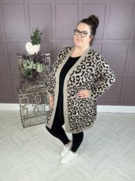 ONLY Leopard Luxe Long Cardigan with all-over leopard print, open front and long sleeves