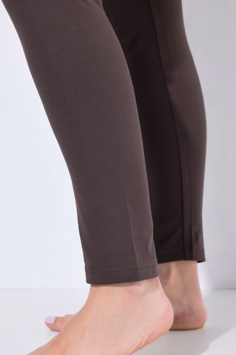 Ulla Popken Basic Stretch Knit Ankle Length Leggings (Brown) - Image 3