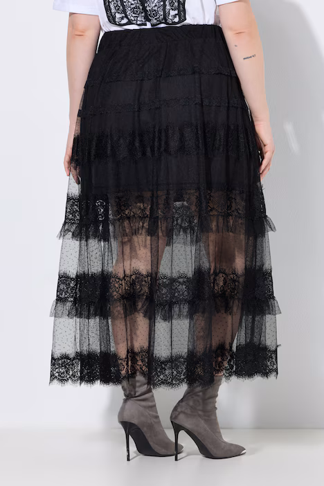UllaPopken Black Tiered Lace Maxi Skirt - Image 3