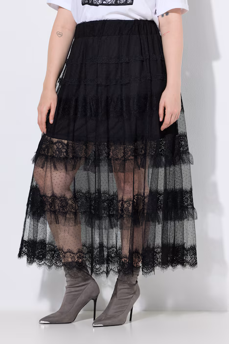 UllaPopken Black Tiered Lace Maxi Skirt - Image 5