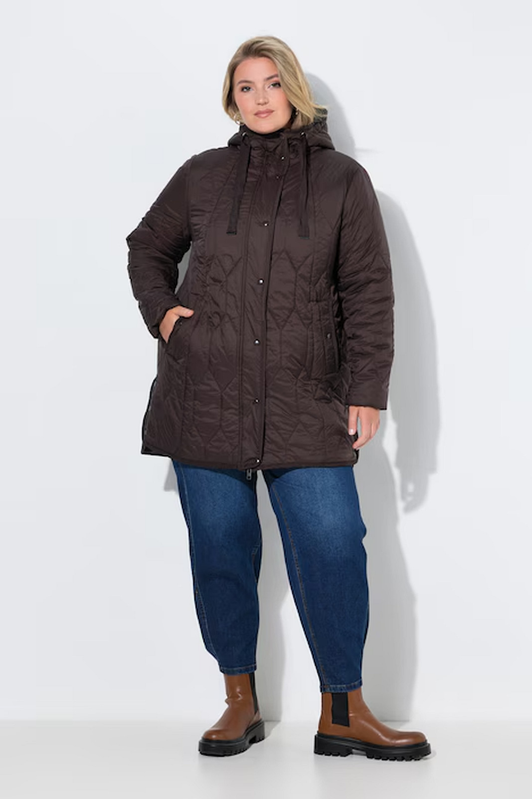UllaPopken Geometric Longline Jacket (Chocolate) - Image 2