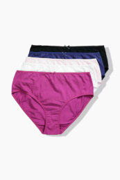 UllaPopken Midi Cotton Underwear 5 Pack in purple and blue shades with full-coverage fit and cotton gusset
