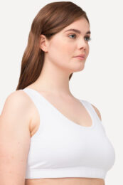UllaPopken Wide Strap Wireless Comfort Bra in Snow White with wide shoulder straps and elastic underbust band