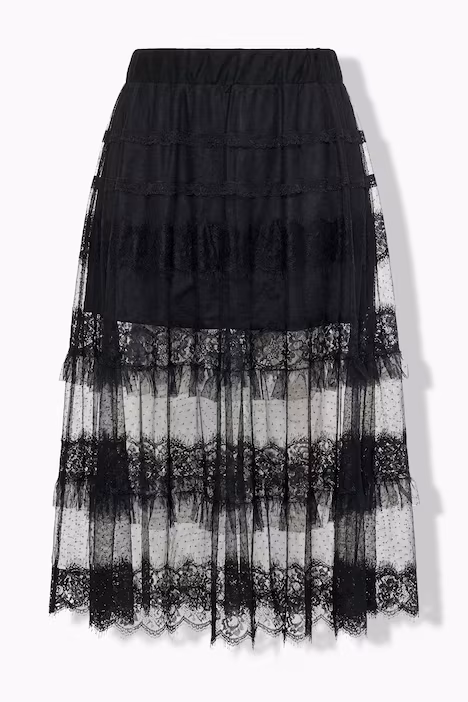 UllaPopken Black Tiered Lace Maxi Skirt - Image 6